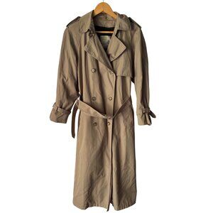 London Towne Long Tan Trench Coat Woman's sz 8 removable fleece liner Winter